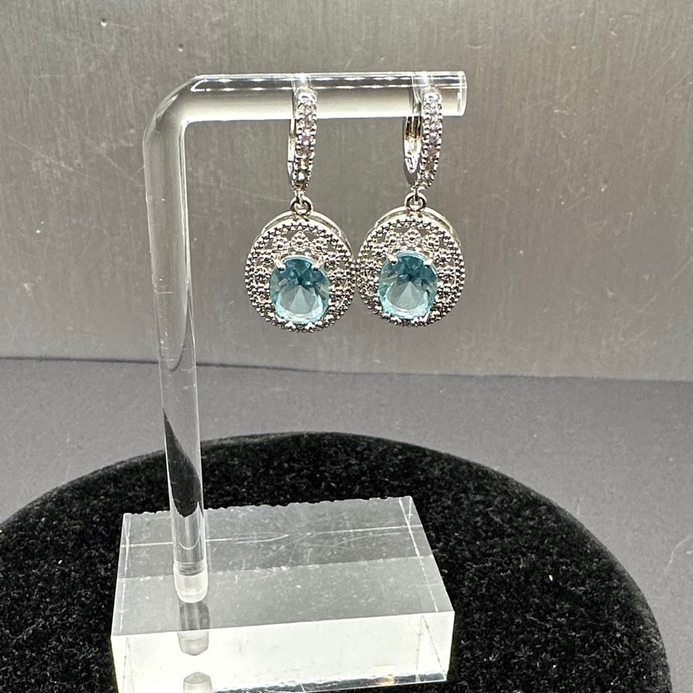 Elegant Silver and Blue Gemstone Earrings